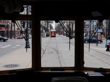 City street seen through glass