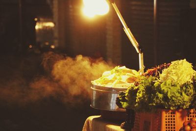 Close-up of food on barbecue grill