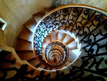 Directly below shot of spiral staircase