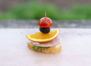 Close-up of food on table