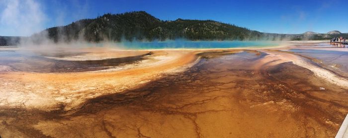 Panoramic view of hot spring at yellowstone national park