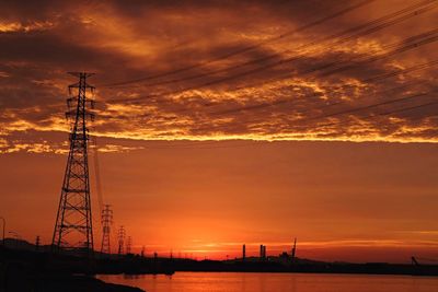 Electricity pylon at sunset