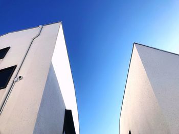 Low angle view of building against clear blue sky