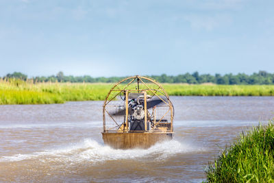 Airboat ride in the swamps of texas, gulf of mexico