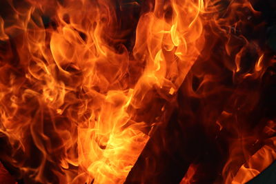 Close-up of bonfire at night