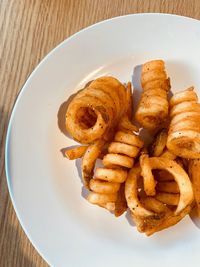 High angle view of bread on plate