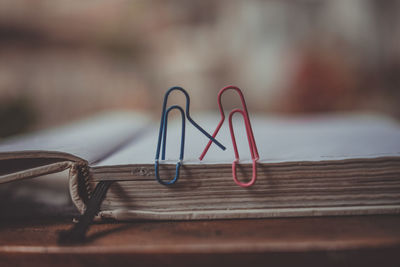 Close-up of eyeglasses on table