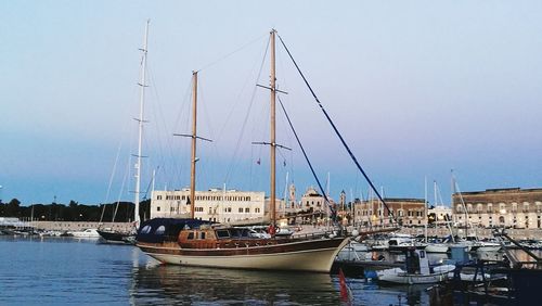 Boats sailing in harbor