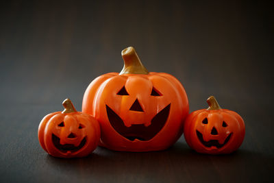 Close-up of pumpkin on table during halloween