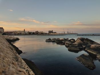 Scenic view of sea against sky during sunset