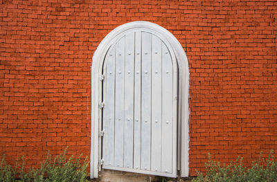 Closed door of building