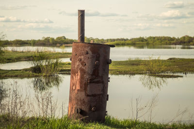 Calm lake on countryside landscape