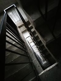 High angle view of spiral staircase in building