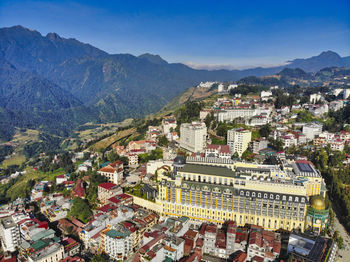 High angle view of townscape against sky