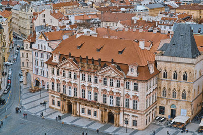 High angle view of buildings in city