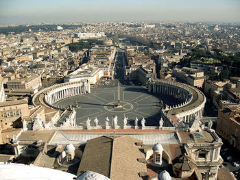 High angle view of st peter square and cityscape