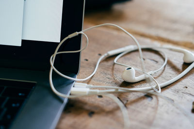 Close-up of laptop on table