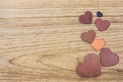 Close-up of heart shape on table