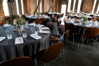 Chairs and tables in restaurant