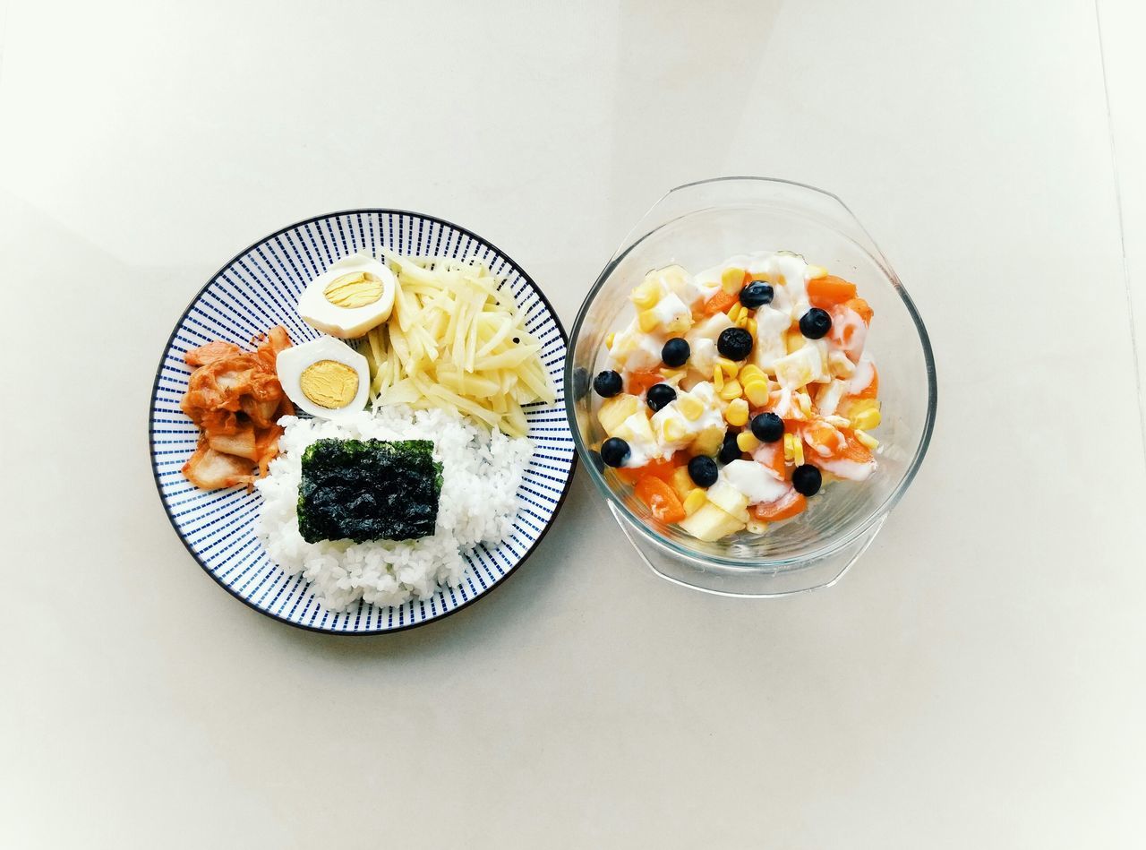 indoors, food, food and drink, plate, still life, ready-to-eat, table, freshness, directly above, healthy eating, bowl, high angle view, indulgence, white background, serving size, studio shot, meal, no people, close-up, temptation