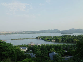 High angle view of river against sky