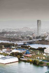 Aerial view of city at waterfront