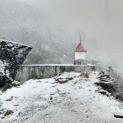 Built structure in water during winter