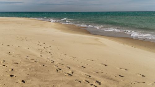 Scenic view of beach against sky