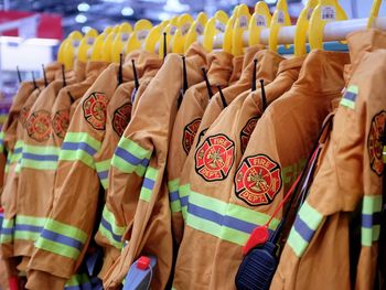 Close-up of clothes for sale at market stall