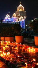 Illuminated temple at night