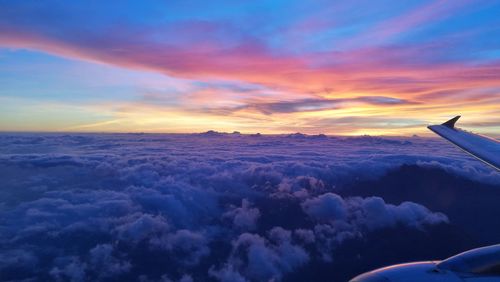 Aerial view of cloudscape over landscape