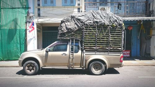 Semi-truck loaded with coconuts on street