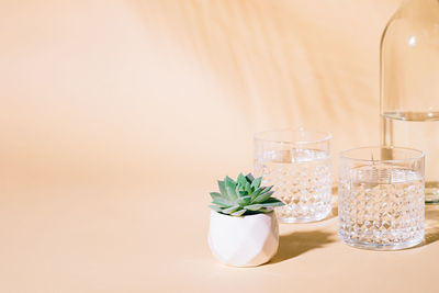 Close-up of glass jar on table