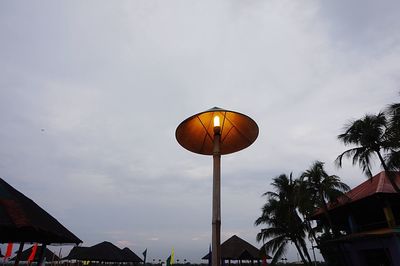 Low angle view of palm trees against sky