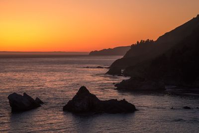 Scenic view of sea against sky at sunset