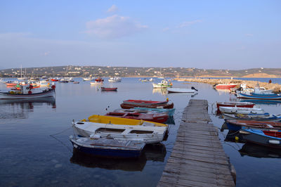 Boats moored in harbor