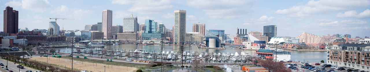 Panoramic view of maryland cityscape against sky
