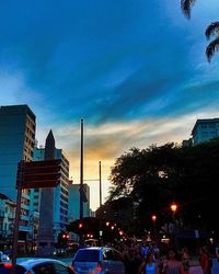 View of city at sunset