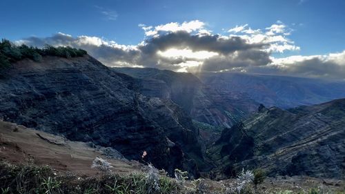 Panoramic view of mountains against sky