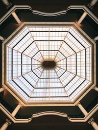 Low angle view of skylight in building