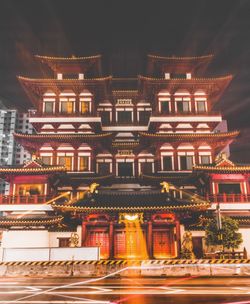 Illuminated building at night
