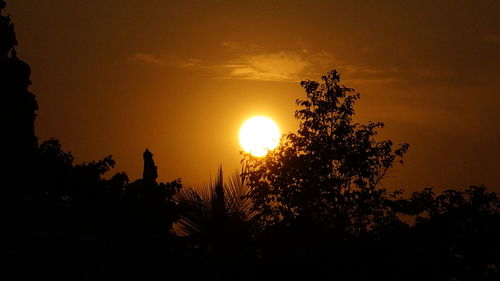 Silhouette trees against sky during sunset