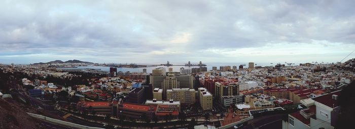 High angle view of townscape against sky