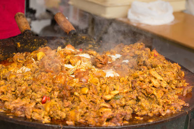 Close-up of street food at market