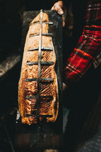 Close-up of person preparing food
