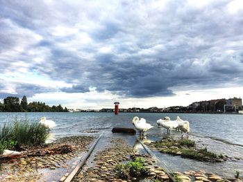 View of river against cloudy sky