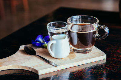 Close-up of coffee cup on table
