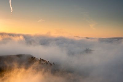 Temperature inversion at the roaches n the staffordshire, peak district national park, uk.