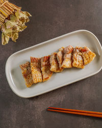 High angle view of food on table