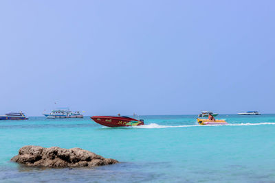 Scenic view of sea against clear sky